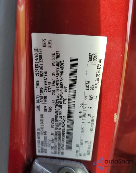 2014 Ford Escape Se from USA, damaged, VIN 1FMCU0G98EUB25281